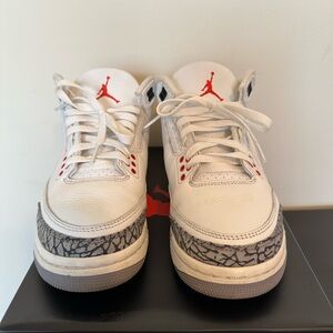 Kids Jordan White and Red Sneakers